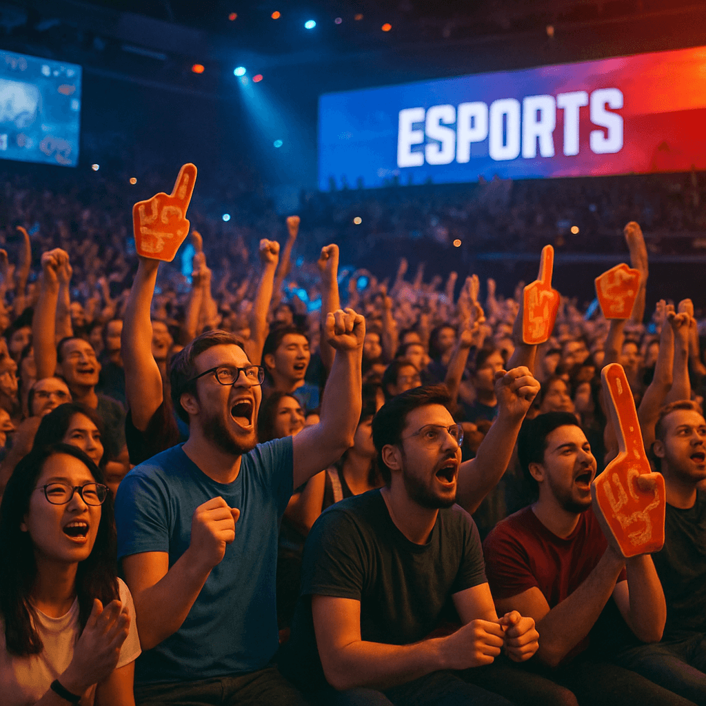 An enthusiastic crowd at an esports event