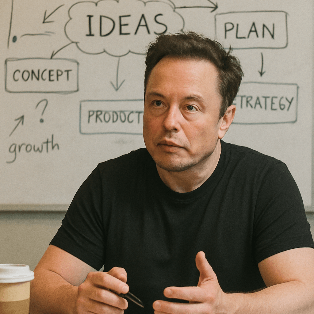 Celebrity entrepreneur brainstorming session